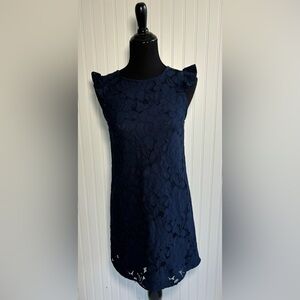 Monteau Lace Dress Short Navy Blue Womens Size Small Lined